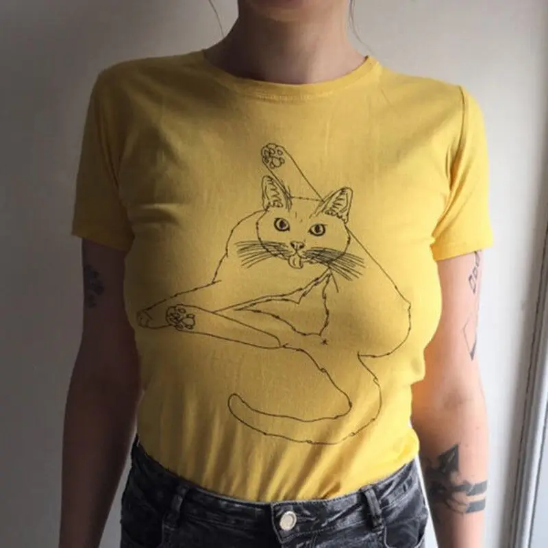 Harajuku Summer T Shirt For Women Cartoon Cat Print O-neck Loose Tshirt Tops Short-sleeved Casual Tee Shirt Femme
Harajuku Summer T Shirt For Women Cartoon Cat Print O-neck Loose Tshirt Tops Short-sleeved Casual Tee Shirt Femme