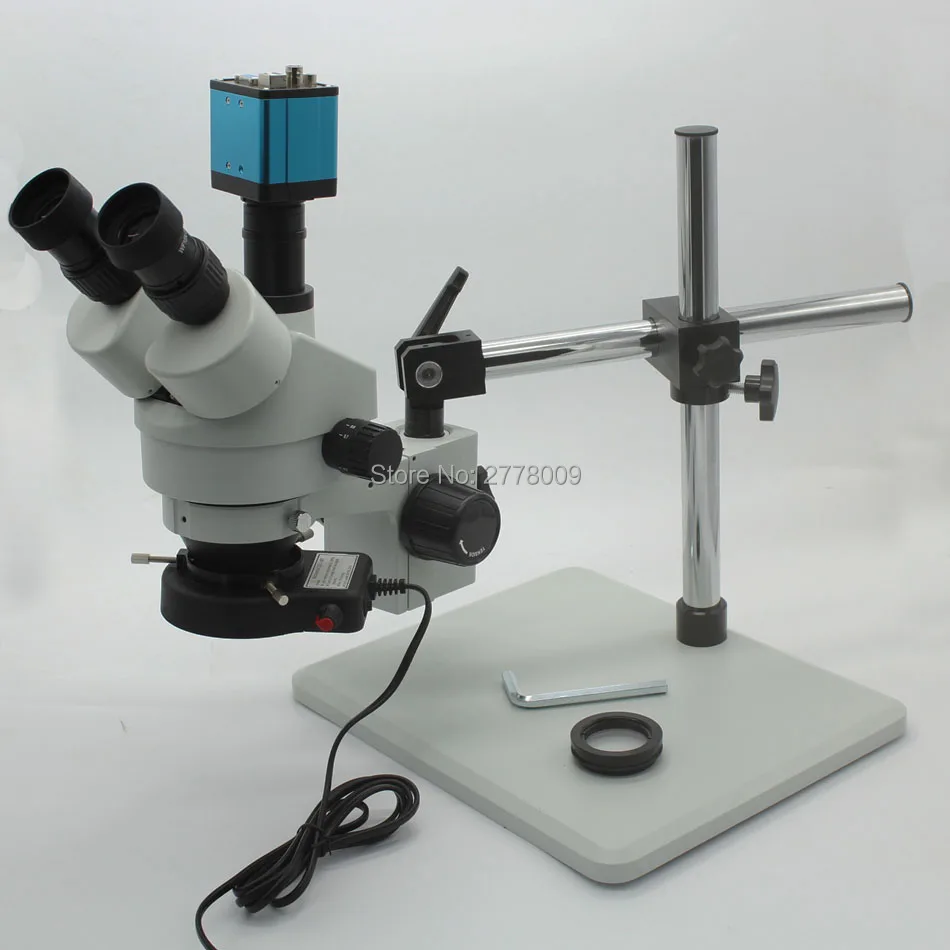 Trinocular Stereo Microscope 3.5X-90X Continuous Zoom Magnification 1080P Video Camera VGA USB AV Out Rotating bracket LED Light 
Trinocular Stereo Microscope 3.5X-90X Continuous Zoom Magnification 1080P Video Camera VGA USB AV Out Rotating bracket LED Light