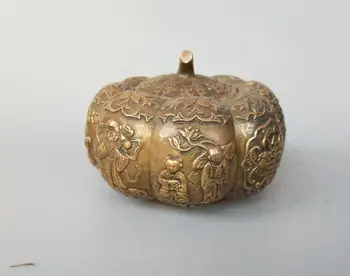 China's pure brass fu lu shou pumpkin Storage jar