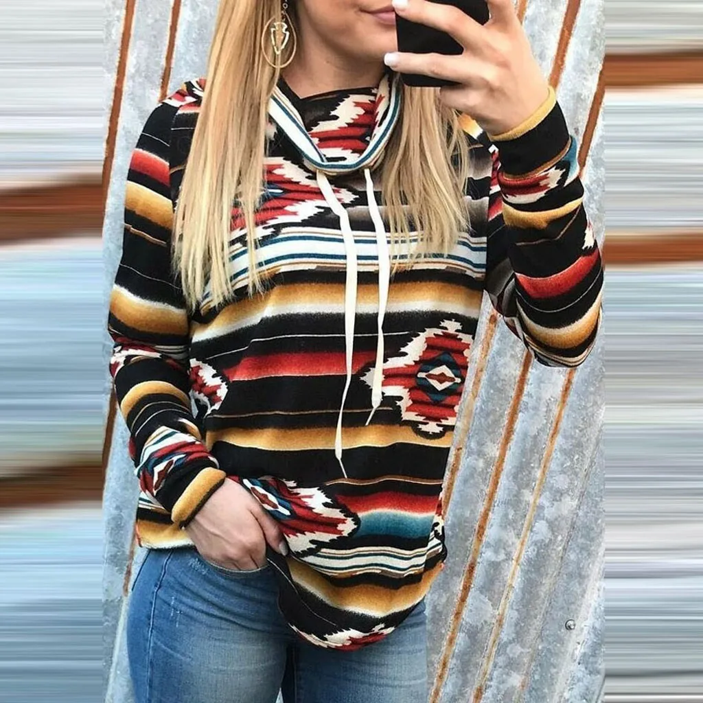 Fashion Women Basic T Shirt Piled Collar Geometric Print Bandage Long Sleeve Top Sweatshirt Tee Shirt Femme Manche Longue
Fashion Women Basic T Shirt Piled Collar Geometric Print Bandage Long Sleeve Top Sweatshirt Tee Shirt Femme Manche Longue
