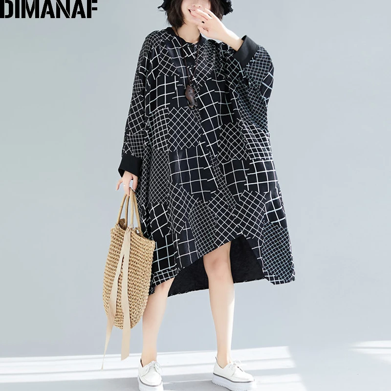 DIMANAF Plus Size Women Dresses Lady Vestidos Vintage Plaid Black Female Long Shirts Dress Loose Batwing Sleeve Big Size 5XL 6XL
DIMANAF Plus Size Women Dresses Lady Vestidos Vintage Plaid Black Female Long Shirts Dress Loose Batwing Sleeve Big Size 5XL 6XL