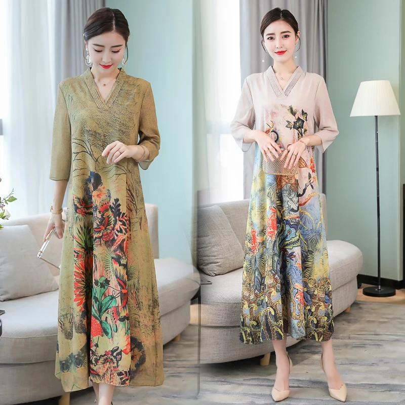 Large size S-4XL 2018 new fashion Peacock Printed Women's Autumn Dress V-Neck Long Dresses Party Elegant Vestido Loose Robe
Large size S-4XL 2018 new fashion Peacock Printed Women's Autumn Dress V-Neck Long Dresses Party Elegant Vestido Loose Robe