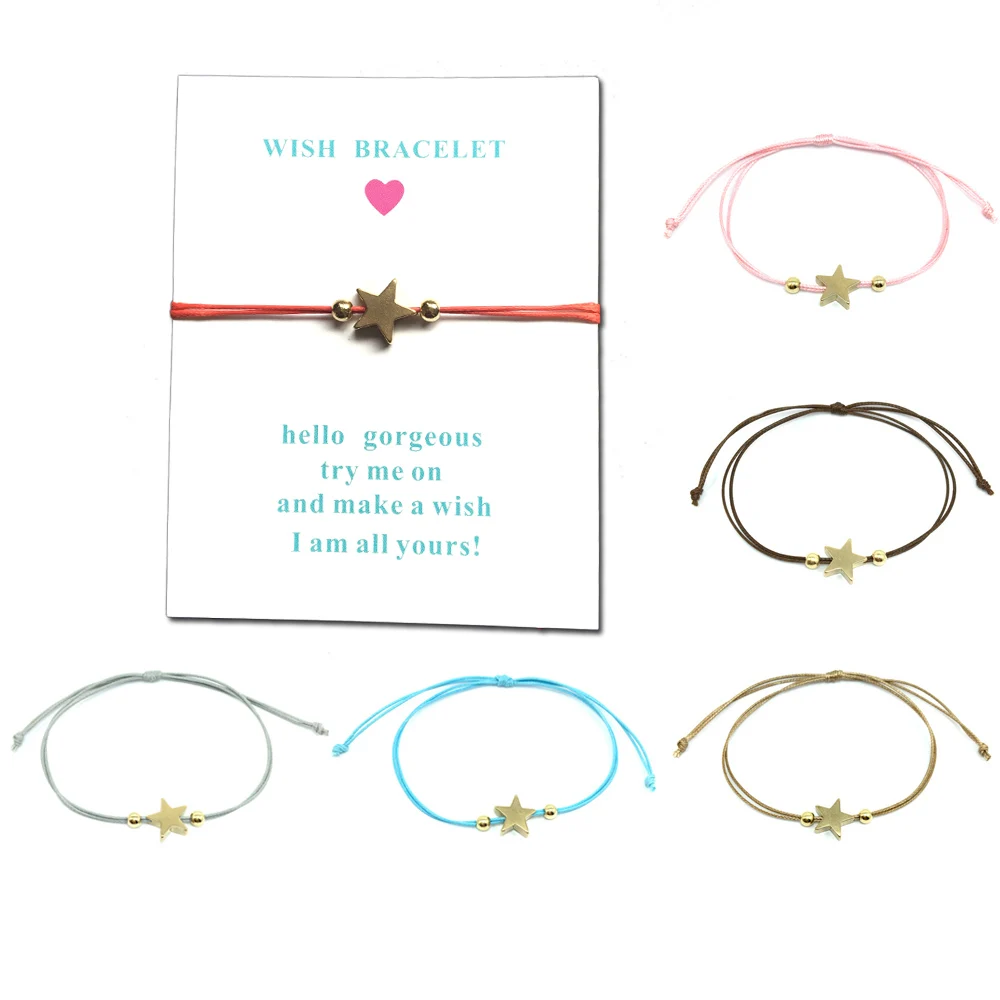 Wish Bracelet Rope Thread String Adjustable Bracelet Copper Star Charm Pendant Lucky Cord Bracelet For Women Children
Wish Bracelet Rope Thread String Adjustable Bracelet Copper Star Charm Pendant Lucky Cord Bracelet For Women Children