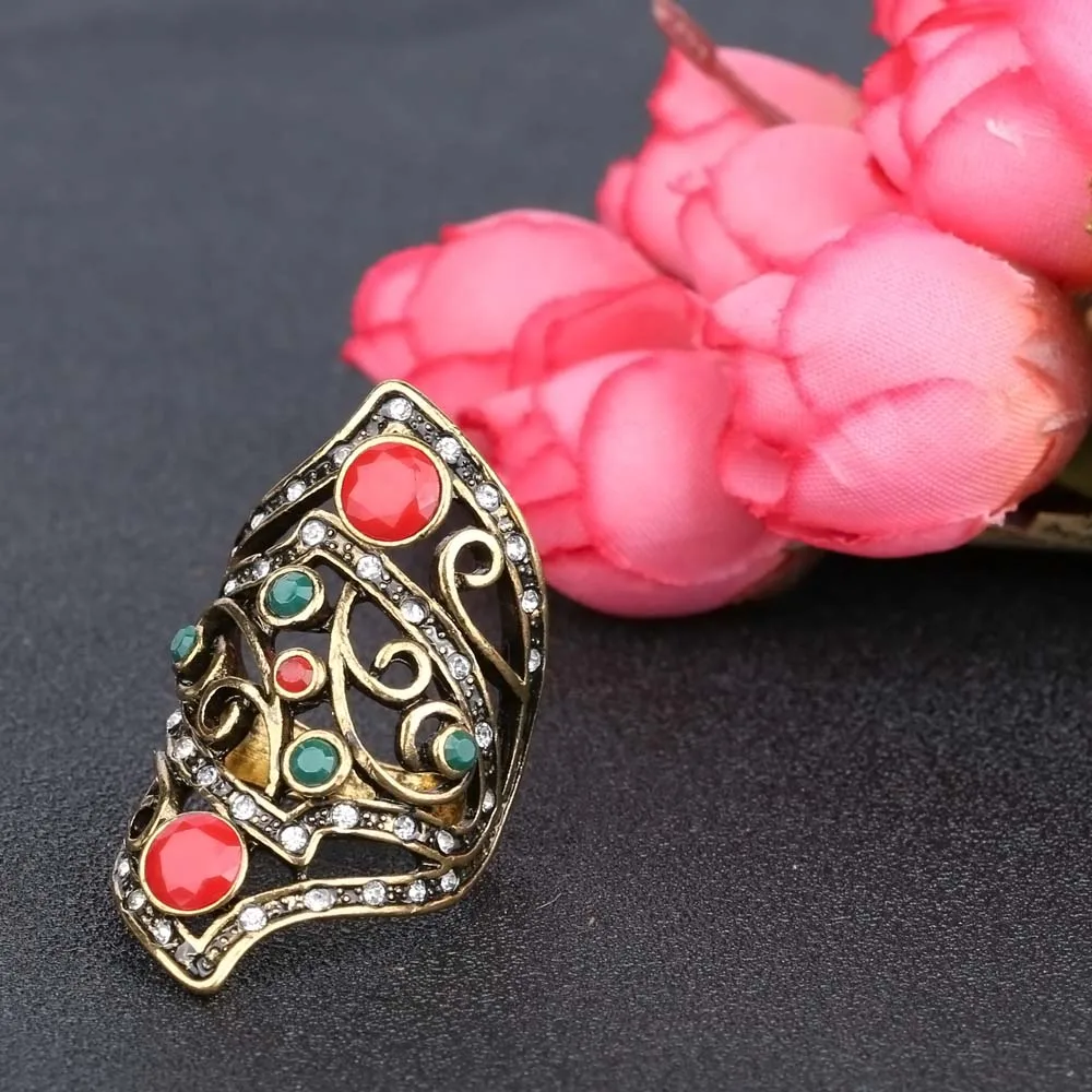 2018-New-Fashion-Jewelry-Ring-Gold-Color-Inlay-Red-Green-Resin-Big-Chunky-Wedding-Rings-For (4)