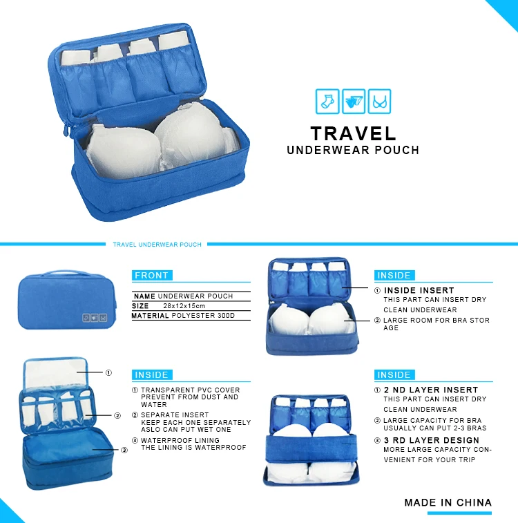BUCHNIK Women Underwear Bags Portable Travel Compartment Wash Cosmetic Clothes Organizer Fashion Bra Storage Cases Accessories 17
