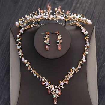 Baroque Vintage Gold Crystal Beads Bridal Jewelry Sets Wedding Hair Accessories Rhinestone Diadem Crowns Necklaces Earrings Set
Baroque Vintage Gold Crystal Beads Bridal Jewelry Sets Wedding Hair Accessories Rhinestone Diadem Crowns Necklaces Earrings Set