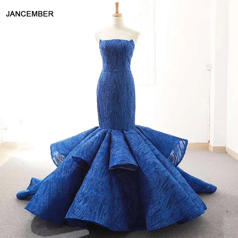 J66614 jancember blue mermaid evening dresses 2019 strapless lace up tiered floor length with train evening gown
J66614 jancember blue mermaid evening dresses 2019 strapless lace up tiered floor length with train evening gown