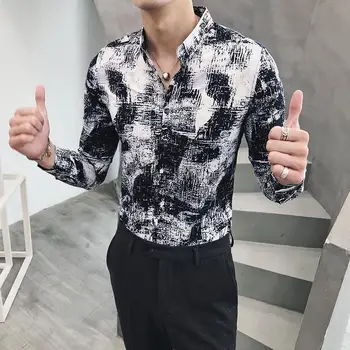 Social Shirt Menswear Hawaiian Shirt for Man Korean style Slim Long sleeve Casual Dress Blouse Men black white
Social Shirt Menswear Hawaiian Shirt for Man Korean style Slim Long sleeve Casual Dress Blouse Men black white