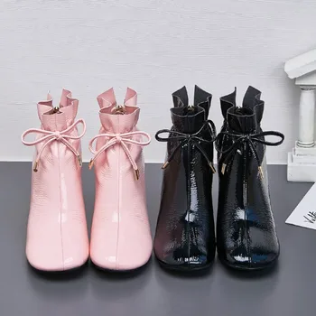GPOKHDS 2019 women ankle boots patent leather winter short plush pink color lace up square toe zippers high heels female boots
GPOKHDS 2019 women ankle boots patent leather winter short plush pink color lace up square toe zippers high heels female boots