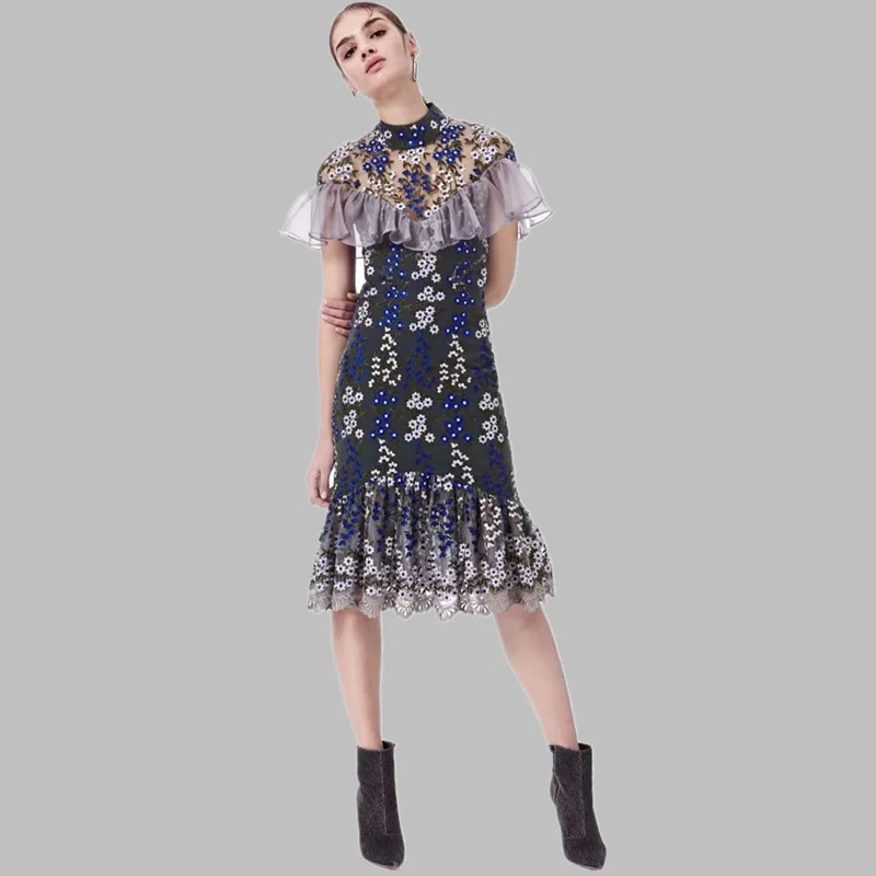 Embroidery Ruffles Party Mesh Dress New 2019 Summer Vestidos Fashion Vintage Women Slim Casual Trumpet Mermaid Dresses
Embroidery Ruffles Party Mesh Dress New 2019 Summer Vestidos Fashion Vintage Women Slim Casual Trumpet Mermaid Dresses