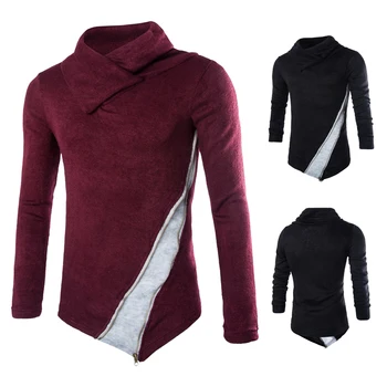Men's Lapel sweater Casual Knitting Sweaters Stacked collar Men Pullovers Slim Men's Turtleneck Pullover 1X Men's Lapel sweater