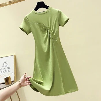 summer new Korean popular pleated dress Avocado female waist drawstring matcha green female Fashion sexy Round neck dress
summer new Korean popular pleated dress Avocado female waist drawstring matcha green female Fashion sexy Round neck dress
