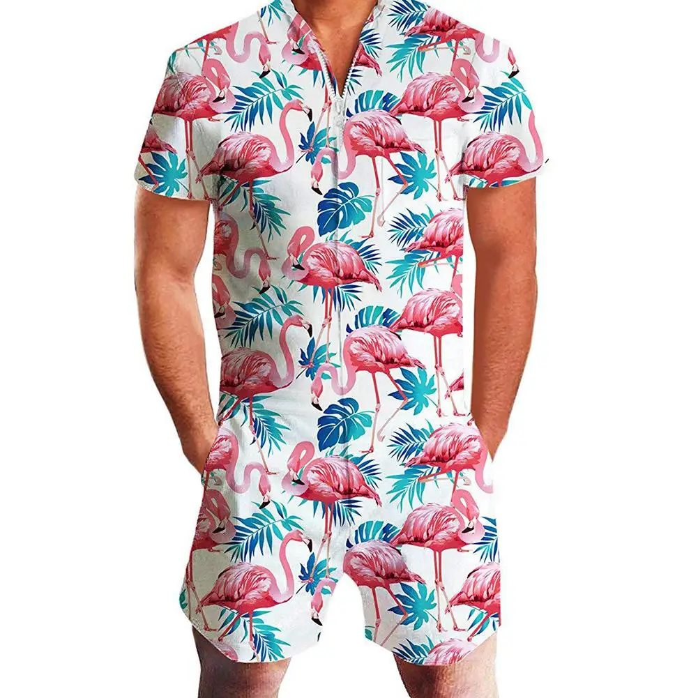 Summer Men Flamingo Pineapple Leopard Print Zipper Short Sleeve Jumpsuit Romper fashion
Summer Men Flamingo Pineapple Leopard Print Zipper Short Sleeve Jumpsuit Romper fashion