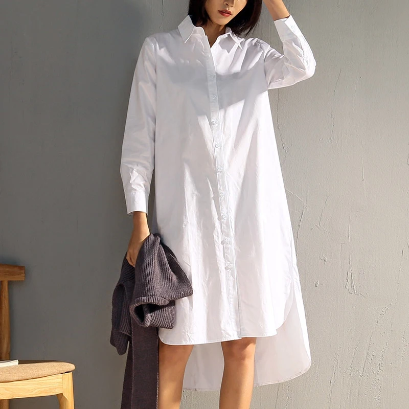 Long Blouse Oversized Tops For Women 2019 Brief Turn-Down Collar Irregular Loose Clothing Normcore Female White Long Shirts
Long Blouse Oversized Tops For Women 2019 Brief Turn-Down Collar Irregular Loose Clothing Normcore Female White Long Shirts