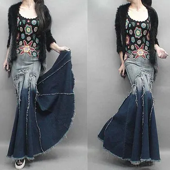 Gradient Color Patchwork Tassel Denim Skirt All-match Slim Hip Women Fishtail Skirt Big Swing Ladies Floor-length Skirts
Gradient Color Patchwork Tassel Denim Skirt All-match Slim Hip Women Fishtail Skirt Big Swing Ladies Floor-length Skirts