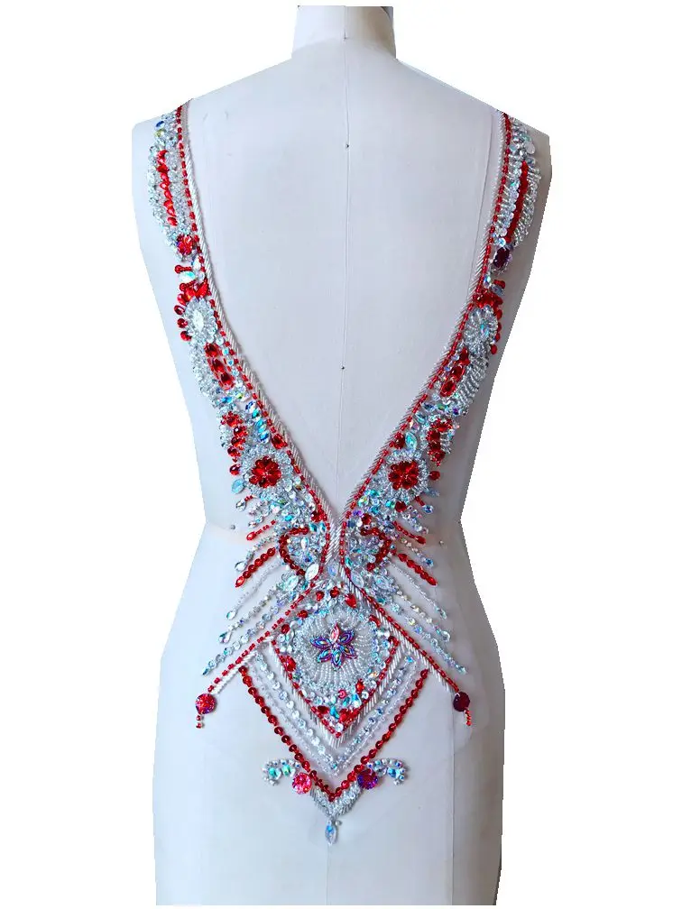 hand made red/clear AB colour sew on Rhinestones applique on mesh crystal patches trim 59*30cm for dress accessory
hand made red/clear AB colour sew on Rhinestones applique on mesh crystal patches trim 59*30cm for dress accessory