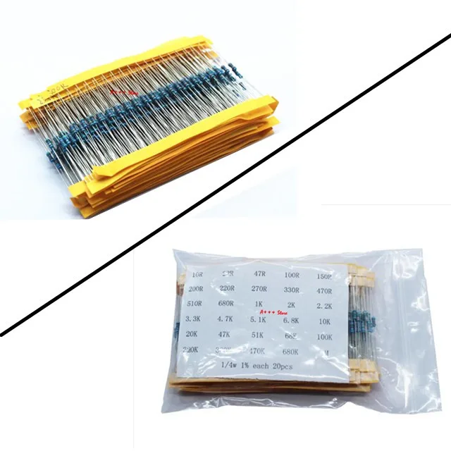 600 Pcs 1/4W 1% 20PCS 30Values Metal Film Resistor Assortment Kit Set pack electronic diy kit resistor
600 Pcs 1/4W 1% 20PCS 30Values Metal Film Resistor Assortment Kit Set pack electronic diy kit resistor