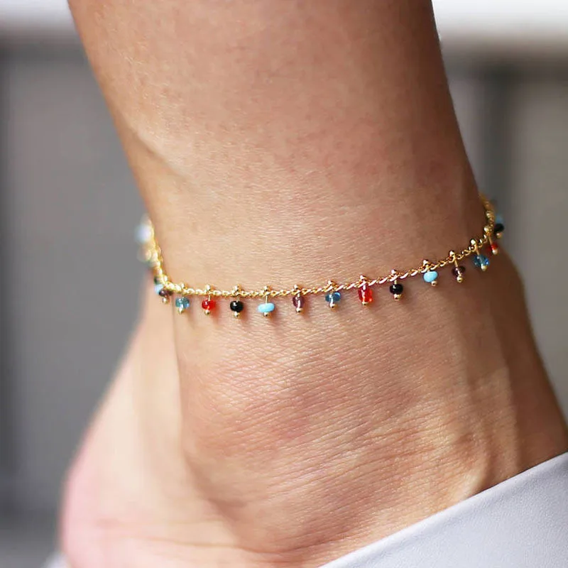Fashion Colorful Crystal Beads Drop Anklets for Women Boho Gold Color Chain Ankle Bracelet Leg Bracelet Ocean Beach Foot Jewelry
Fashion Colorful Crystal Beads Drop Anklets for Women Boho Gold Color Chain Ankle Bracelet Leg Bracelet Ocean Beach Foot Jewelry