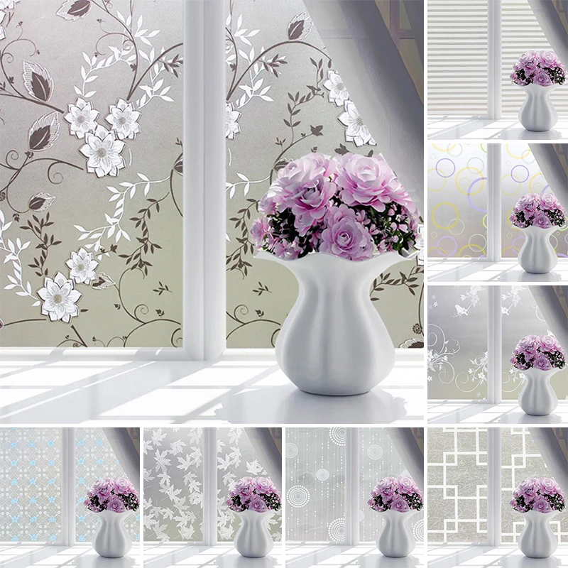 Waterproof Frosted Opaque Glass Window Film Cover Window Privacy Adhesive Glass Stickers For Bedroom Home Decor 9 styles