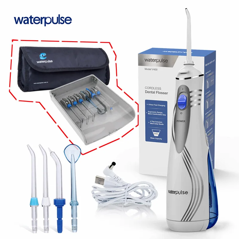 Waterpulse V400 Power 240ml Dental Water Flosser Electric Irrigator Oral Teeth Cleaner Oral Irrigator Floss Water Jet With Bag
Waterpulse V400 Power 240ml Dental Water Flosser Electric Irrigator Oral Teeth Cleaner Oral Irrigator Floss Water Jet With Bag