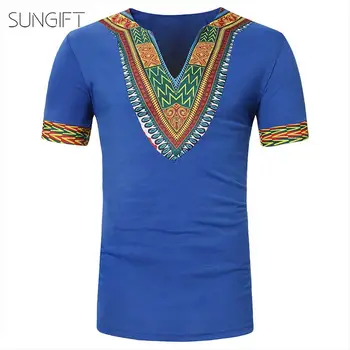 SUNGIFT African Men Top Dashiki Tribal Print T-Shirt Short Sleeve Top V Neck Male T-Shirt 2019 Summer New Trend Clothes 6 Colors
SUNGIFT African Men Top Dashiki Tribal Print T-Shirt Short Sleeve Top V Neck Male T-Shirt 2019 Summer New Trend Clothes 6 Colors