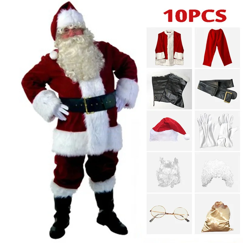 A Full Set Christmas Costume Santa Claus Costume for Adults Red Christmas Clothes Santa Claus Luxury Suit+Hat+Beard+Gloves+Belt
A Full Set Christmas Costume Santa Claus Costume for Adults Red Christmas Clothes Santa Claus Luxury Suit+Hat+Beard+Gloves+Belt