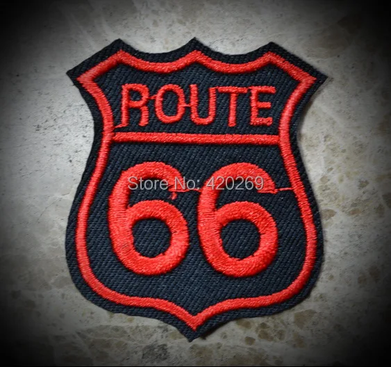 

HOT SALL! ~ Route 66 Car Road Biker Hippie Iron On Patches, sew on patch,Appliques, Made of Cloth,100% Guaranteed Quality