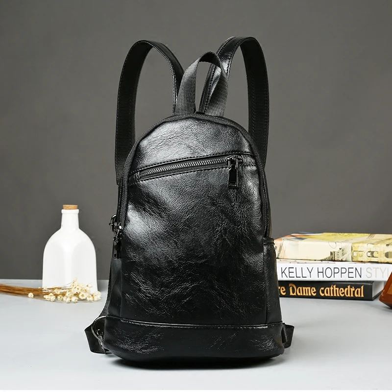 Qweek Груди Сумка PU Mochila de couro мини-рюкзак rugtas Zaino бренд рюкзак для мужчин
