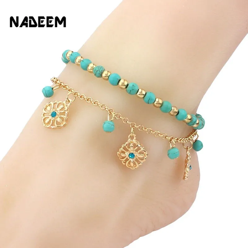 2Pcs Unique Nice Turquoise Beads Flowes Pendant Gold Chain Anklet Souvenir Ankle Bracelet Foot Jewelry Fast Free Shipping ND4115
2Pcs Unique Nice Turquoise Beads Flowes Pendant Gold Chain Anklet Souvenir Ankle Bracelet Foot Jewelry Fast Free Shipping ND4115