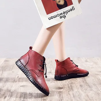 Women Winter Genuine Leather Ankle Boots Handmade Lady soft Flat shoes comfortable Casual Moccasins Lace Up Short Boots Woman
Women Winter Genuine Leather Ankle Boots Handmade Lady soft Flat shoes comfortable Casual Moccasins Lace Up Short Boots Woman