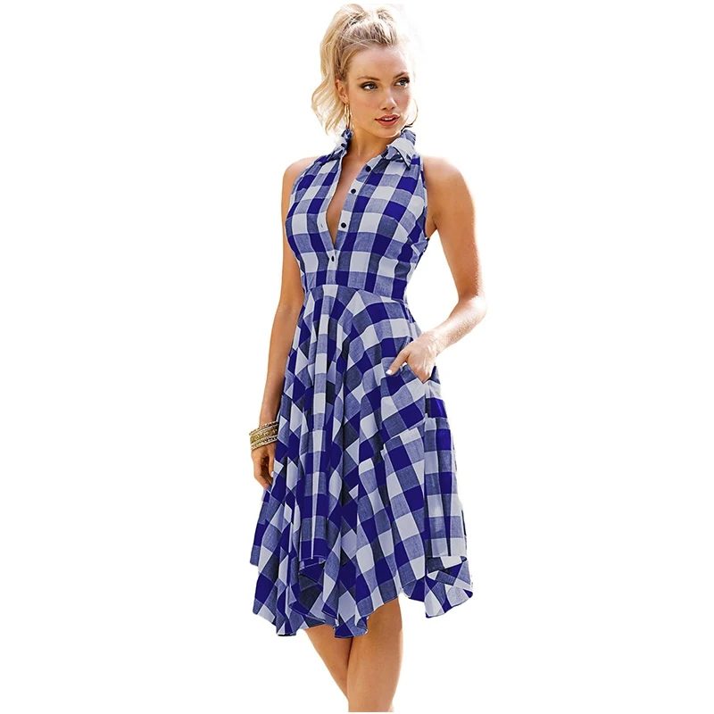 Women's Clothing Flared Plaid Summer Shirtdress Explosions Leisure Vintage Dresses Shirt Dress knee-length Vestidos
Women's Clothing Flared Plaid Summer Shirtdress Explosions Leisure Vintage Dresses Shirt Dress knee-length Vestidos