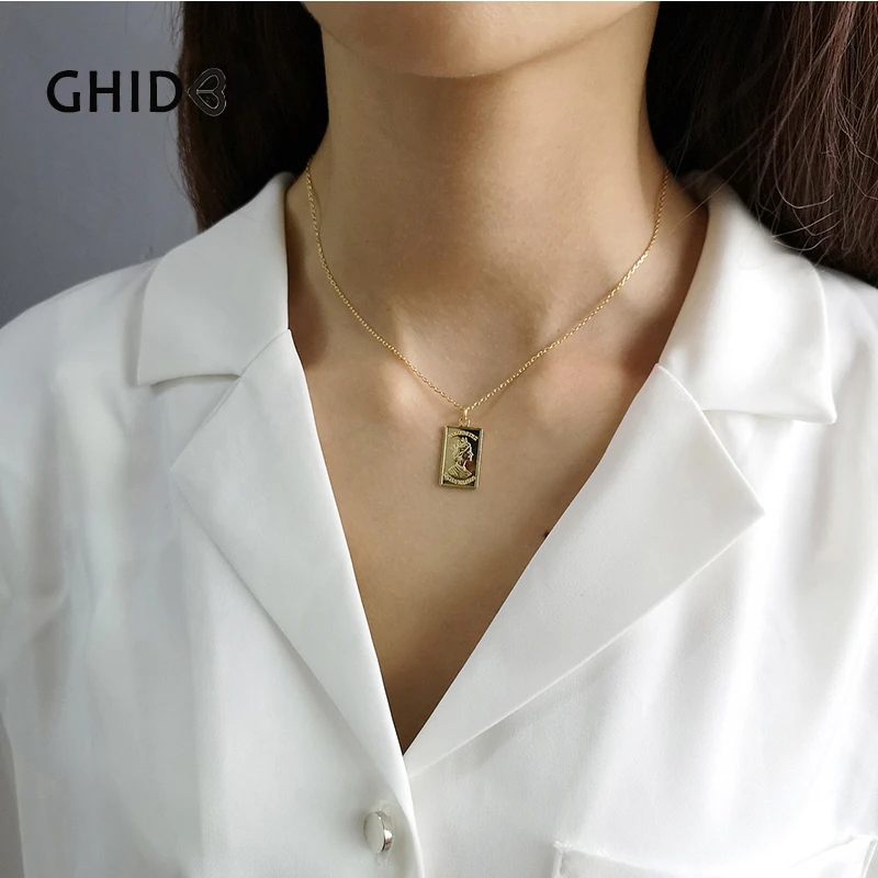 GHIDBK Minimalist Gold Color Elizabeth Queen Pendant Necklace 925 Sterling Silver Chain Chokers Statement Square Necklaces Lady
GHIDBK Minimalist Gold Color Elizabeth Queen Pendant Necklace 925 Sterling Silver Chain Chokers Statement Square Necklaces Lady