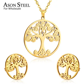 ASONSTEEL 316L Stainless Steel Bridal Inner Tree Pendant Wedding Jewelry Set for Women 2019 Necklace Pendant Small Stud Earring
ASONSTEEL 316L Stainless Steel Bridal Inner Tree Pendant Wedding Jewelry Set for Women 2019 Necklace Pendant Small Stud Earring