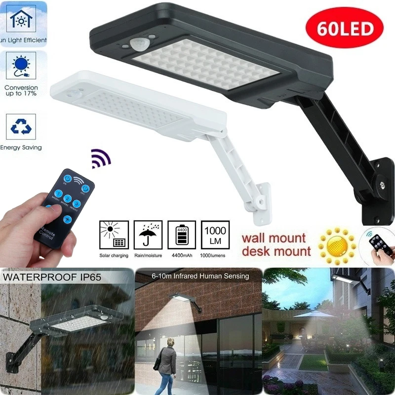 60LED Solar Lights Solar Wall Lamps Remote Control Waterproof IP65 PIR Motion Sensor Street Light Garden Outdoor Light ABS+ PC
60LED Solar Lights Solar Wall Lamps Remote Control Waterproof IP65 PIR Motion Sensor Street Light Garden Outdoor Light ABS+ PC