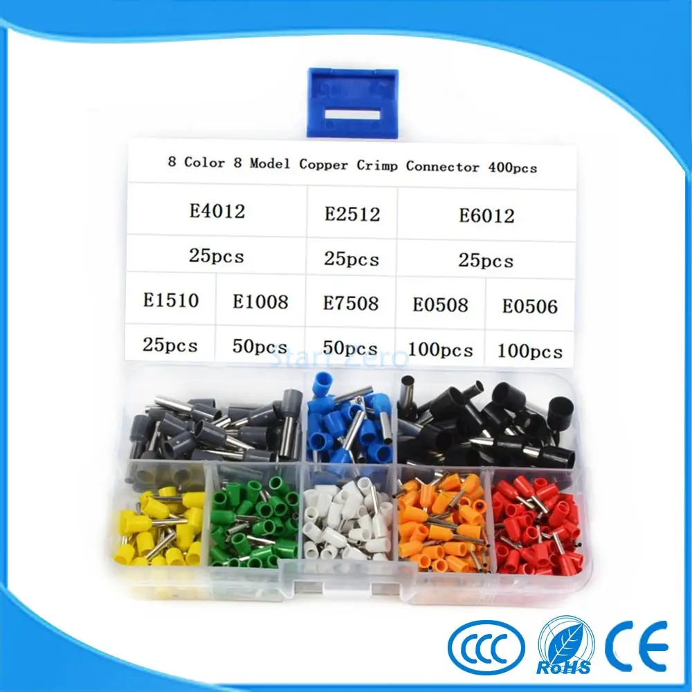 Hot 400Pcs/lot Wire Copper Crimp Connector Cord Pin End Terminal Kit Set 8 Size 8 Color
Hot 400Pcs/lot Wire Copper Crimp Connector Cord Pin End Terminal Kit Set 8 Size 8 Color