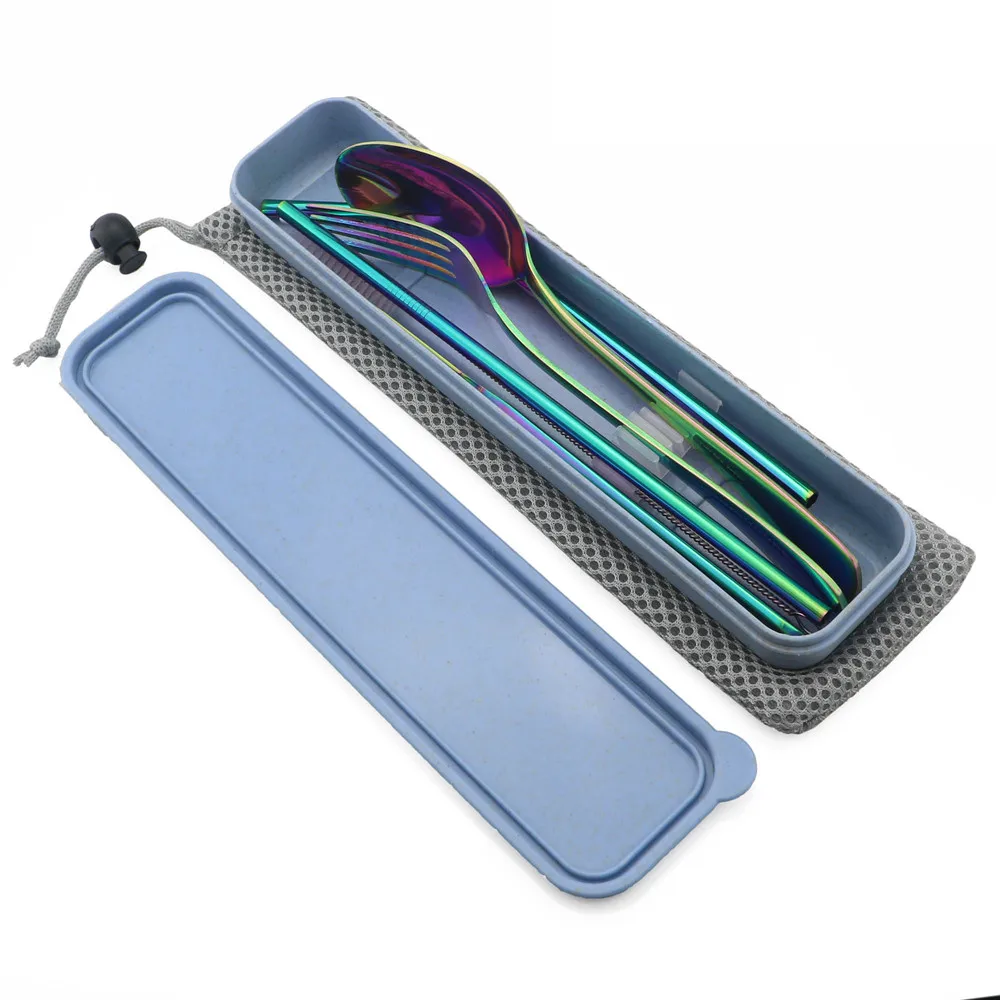 Travel Dinnerware Set 8Pcs Stainless Steel Cutlery Silverware Sets Rainbow Student School Dinner Set With Straw Box Bag
Travel Dinnerware Set 8Pcs Stainless Steel Cutlery Silverware Sets Rainbow Student School Dinner Set With Straw Box Bag
