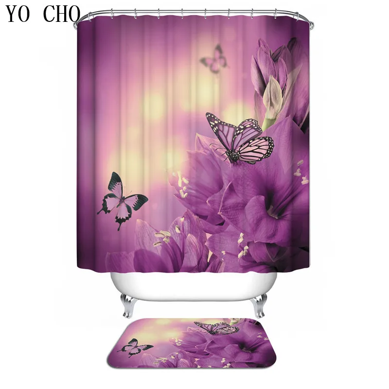 YO CHO Waterproof Moldproof Bathroom Accessories Set Beauty Butterfly Flower Polyester Shower Curtains Non-slip Bath Mat Carpet
YO CHO Waterproof Moldproof Bathroom Accessories Set Beauty Butterfly Flower Polyester Shower Curtains Non-slip Bath Mat Carpet