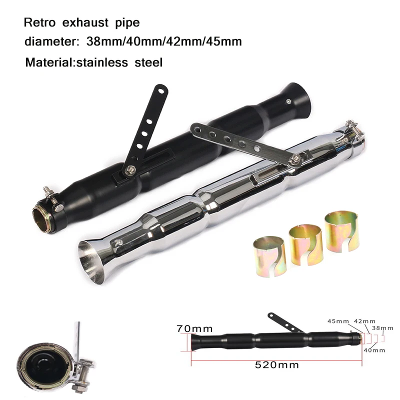 Moto-modified Retro Exhaust Muffler Pipe for 38mm 40mm 42mm 45mm Motorcycle Stainless Steel Silencer System
Moto-modified Retro Exhaust Muffler Pipe for 38mm 40mm 42mm 45mm Motorcycle Stainless Steel Silencer System