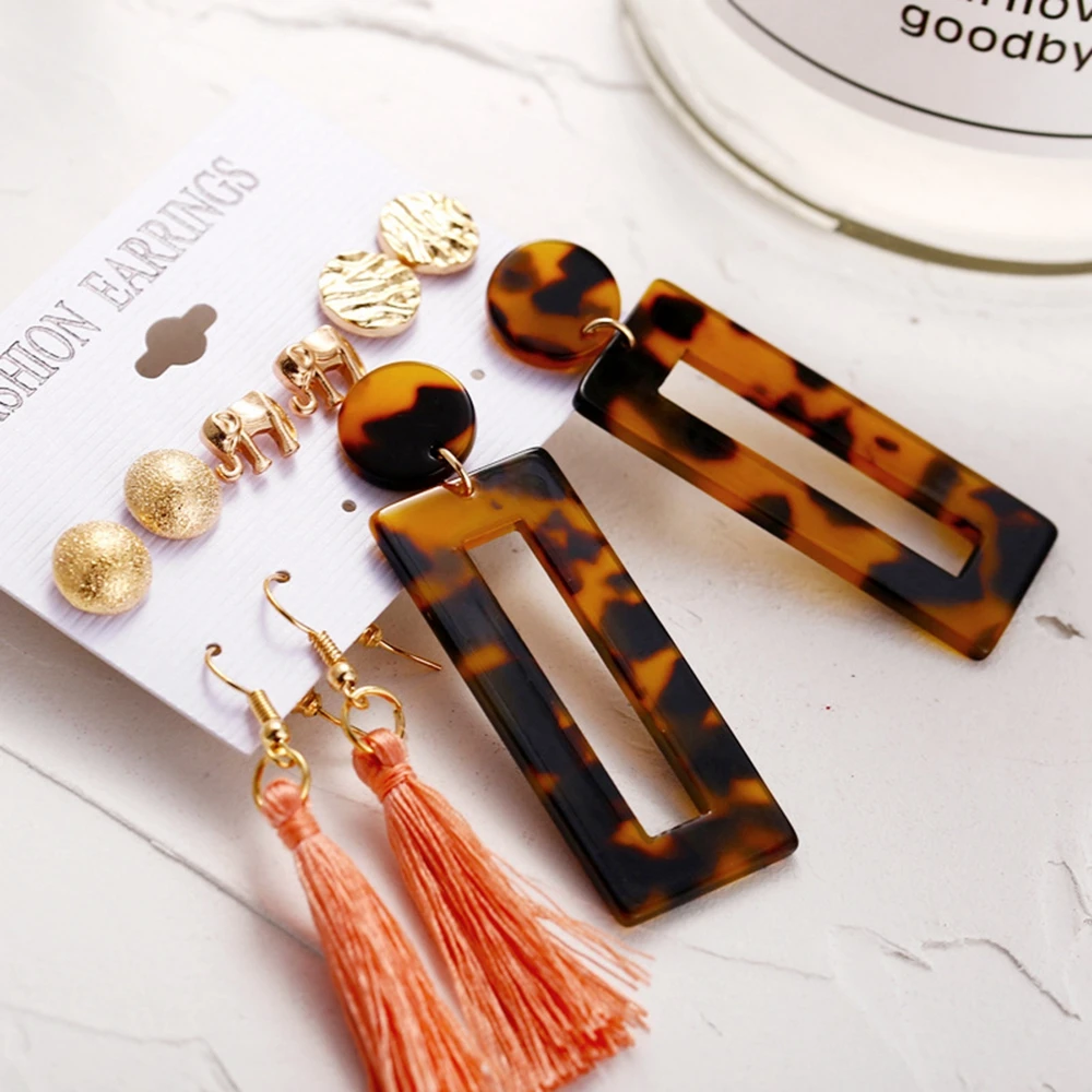 New 6 Pairs/Set Fashion Long Mottled Acrylic Earrings Set Bohemian Geometric Earring Christmas Brincos Female Jewelry
New 6 Pairs/Set Fashion Long Mottled Acrylic Earrings Set Bohemian Geometric Earring Christmas Brincos Female Jewelry