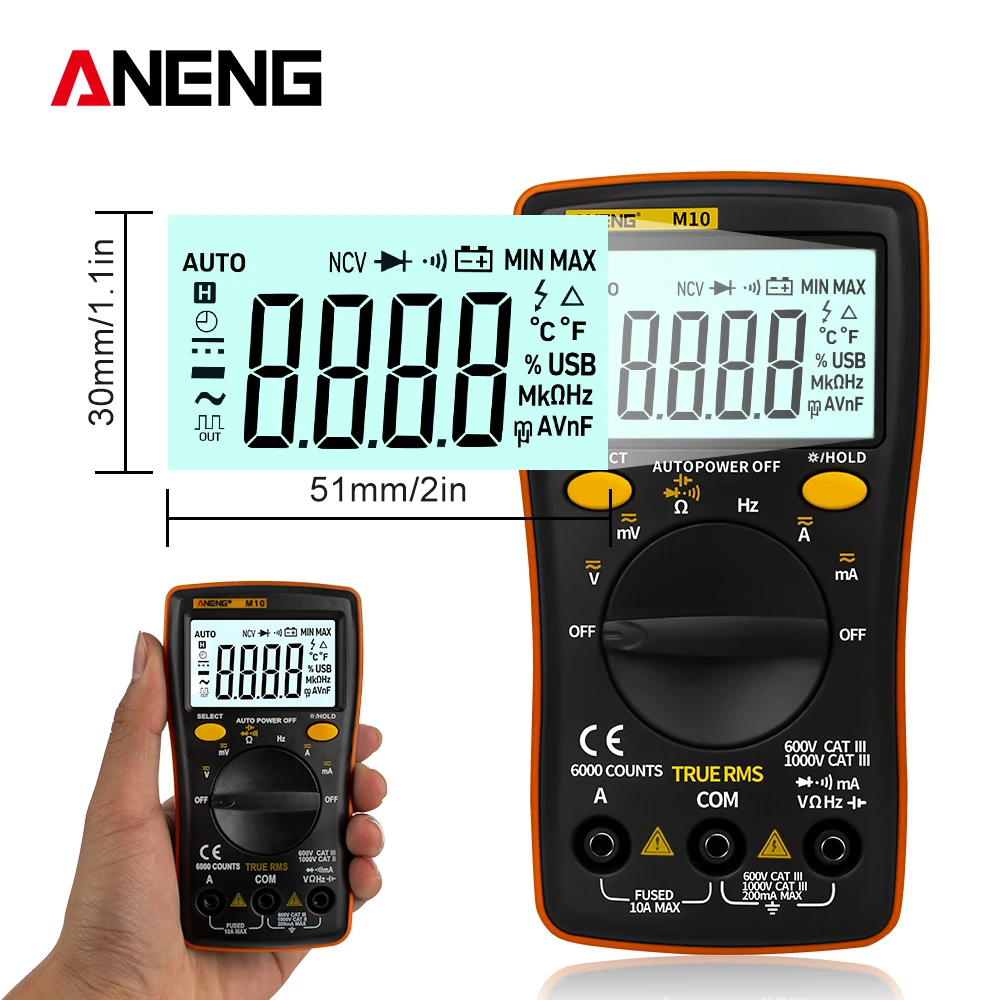 ANENG M10 Digital Multimeter testers esr meter automotive electrical comprobador transistor tester capacitance meter capacitor t
ANENG M10 Digital Multimeter testers esr meter automotive electrical comprobador transistor tester capacitance meter capacitor t