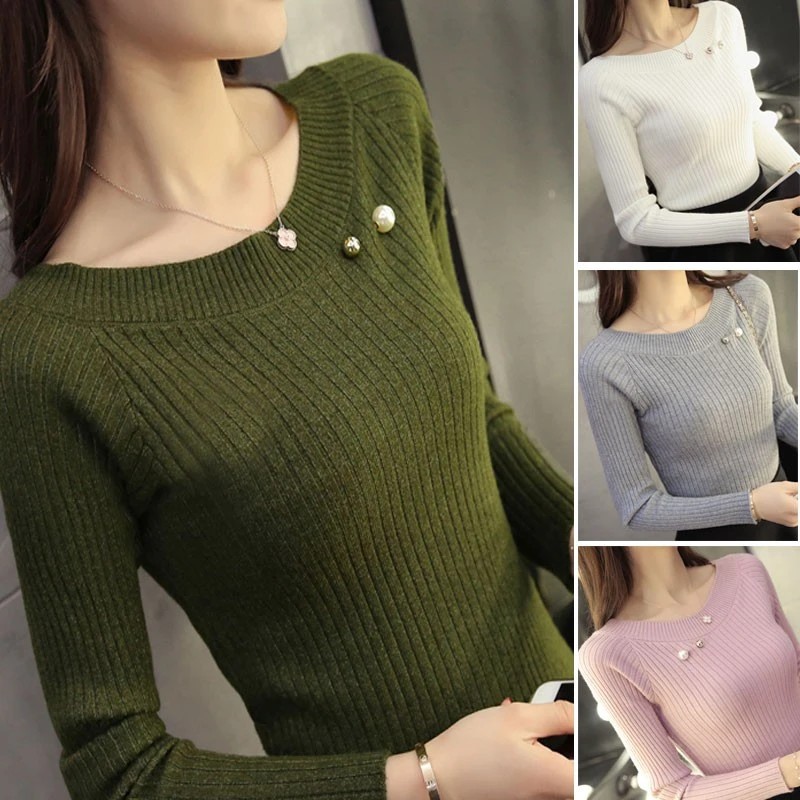 Fashion Beads Knitted Sweater Women knit Tops Long Sleeve Pullover Beading Tshirt
Fashion Beads Knitted Sweater Women knit Tops Long Sleeve Pullover Beading Tshirt
