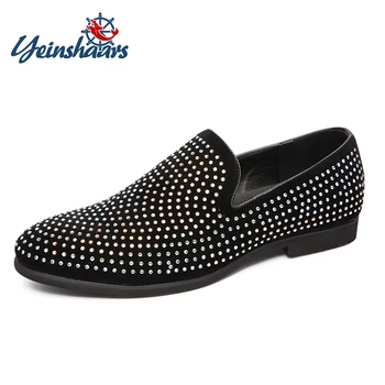 YEINSHAARS Luxury Brand Men Loafers Black Diamond Rhinestones Spikes Men Shoes Rivets Casual Flats Wedding Party Shoes Big Size
YEINSHAARS Luxury Brand Men Loafers Black Diamond Rhinestones Spikes Men Shoes Rivets Casual Flats Wedding Party Shoes Big Size
