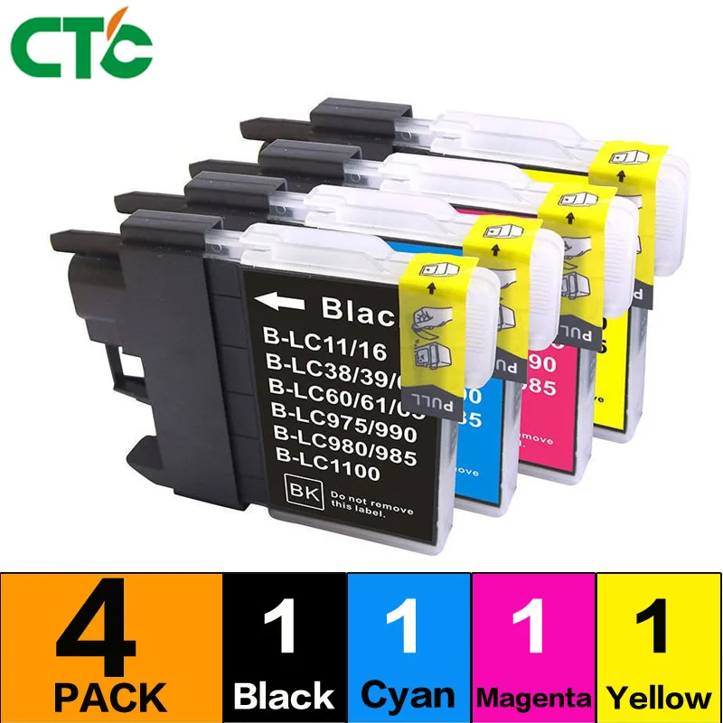 

4PCS ink cartridge Compatible LC39 LC985 LC975 LC60 for Brother DCP-J125 J315W J515W MFC-J410 J415W MFC-J220 MFC-J265W print