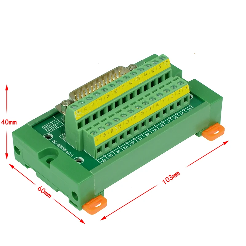 DB25 Mini D-Sub DIN Rail Mount Interface Module , DB25 Male Mini Breakout Board ,DB25 splitter
DB25 Mini D-Sub DIN Rail Mount Interface Module , DB25 Male Mini Breakout Board ,DB25 splitter