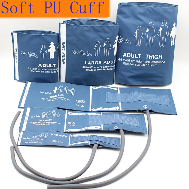 6 sizes(Neonate,Infant,Child,Adult,Large Adult,Thigh )reusable PU Blood Pressure(NIBP) Cuff,single tube,without nibp connector.
6 sizes(Neonate,Infant,Child,Adult,Large Adult,Thigh )reusable PU Blood Pressure(NIBP) Cuff,single tube,without nibp connector.