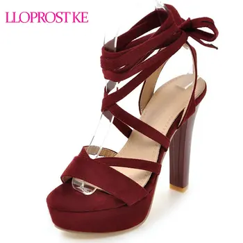 Lloprost ke Suede Women Sandals Thick High Heels Platform Shoes Woman Open Toe Ladies Cross-tied Black Red Summer Shoes MY766
Lloprost ke Suede Women Sandals Thick High Heels Platform Shoes Woman Open Toe Ladies Cross-tied Black Red Summer Shoes MY766