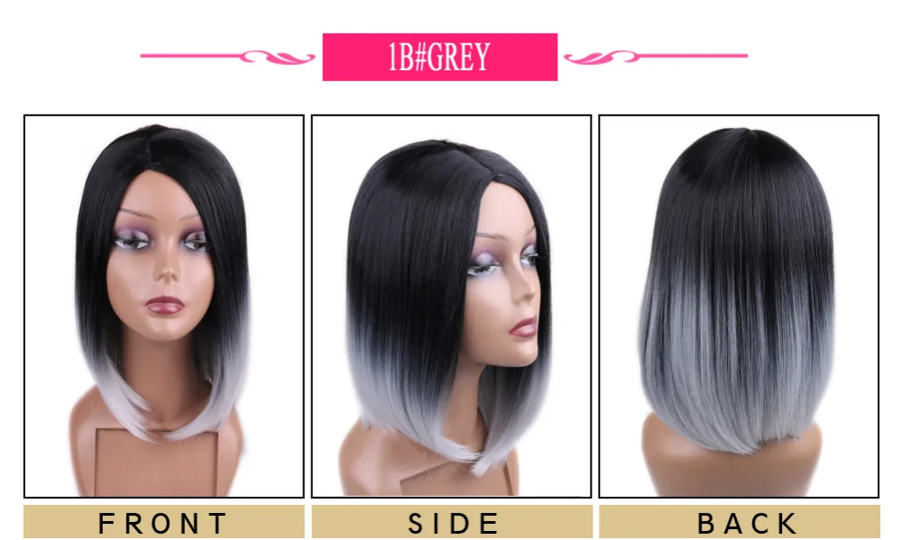 bob wig ombre grey