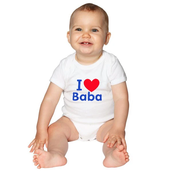 Новинка Детская Хлопковая одежда с забавным принтом I Love Baba для мальчиков и