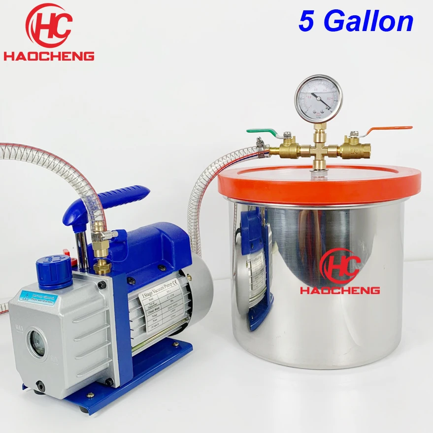 Free Shipping 5 Gal (20L) Vacuum Chamber Pump with 2.5CFM (1.4L/s) 220V Vacuum Pump,28cm*30cm Stainless Steel Degassing Chamber
Free Shipping 5 Gal (20L) Vacuum Chamber Pump with 2.5CFM (1.4L/s) 220V Vacuum Pump,28cm*30cm Stainless Steel Degassing Chamber