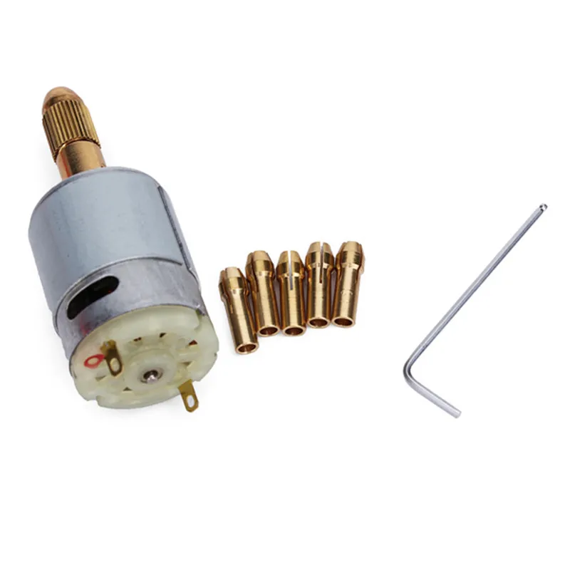 Mini 12V Electric Motor DIY Hand Drill Power Tool + 6pcs Brass Collet With 1pc Hexagon Screw Wrench
Mini 12V Electric Motor DIY Hand Drill Power Tool + 6pcs Brass Collet With 1pc Hexagon Screw Wrench